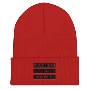 Racism Is Lame Cuffed Beanie (Red/Black)