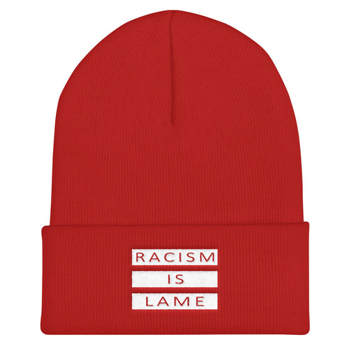 Racism Is Lame Cuffed Beanie (Red/White)
